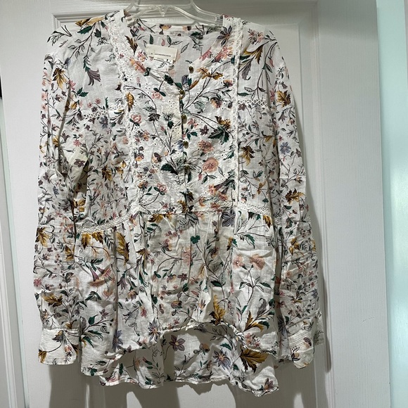 Anthropologie Genevra Lace Babydoll blouse M - Picture 2 of 4